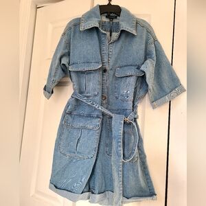 NWT-JLUXLABEL-CHARLOTTE DENIM ROMPER M